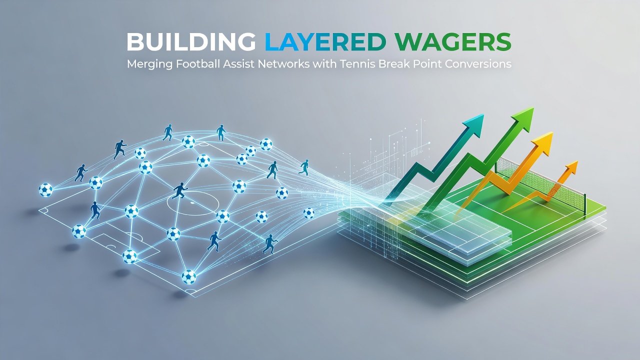 Visual representation of football assist networks overlaid with tennis breakpoint conversion charts for betting analysis