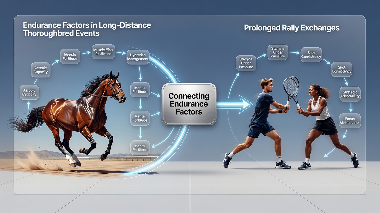 Side-by-side comparison of endurance training methods used in thoroughbred racing and professional tennis