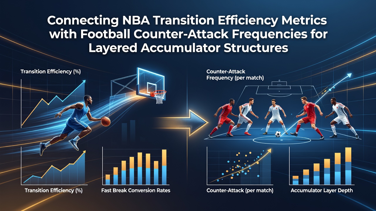 Diagram showing NBA transition plays linked to football counter-attacks in betting accumulator models