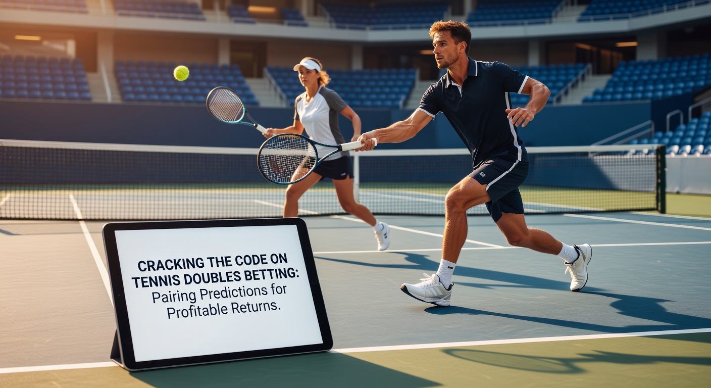 Close-up of tennis doubles partners celebrating a point win, showcasing the high-energy partnership essential for betting success