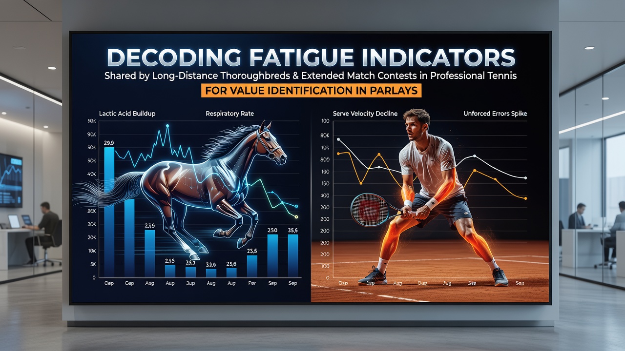 Thoroughbred racehorses showing signs of fatigue during a long-distance event alongside a tennis player in an extended match