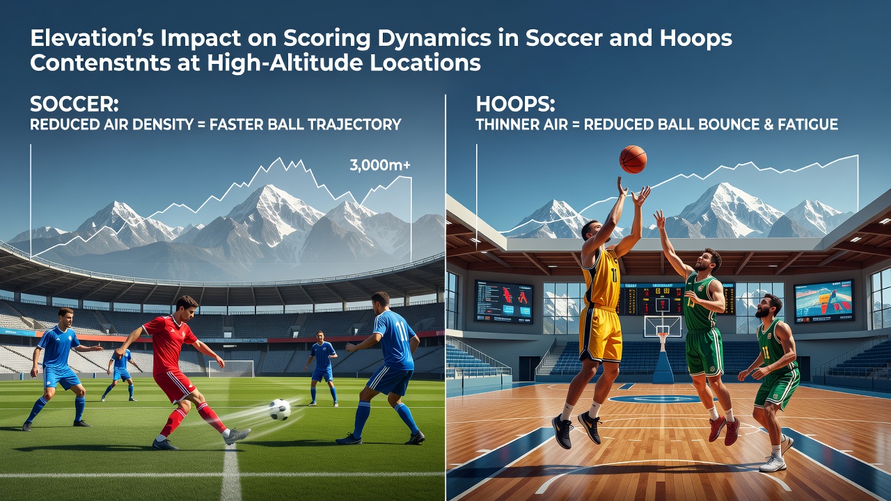 High-altitude soccer stadium with thin air affecting ball trajectory and player endurance during a match