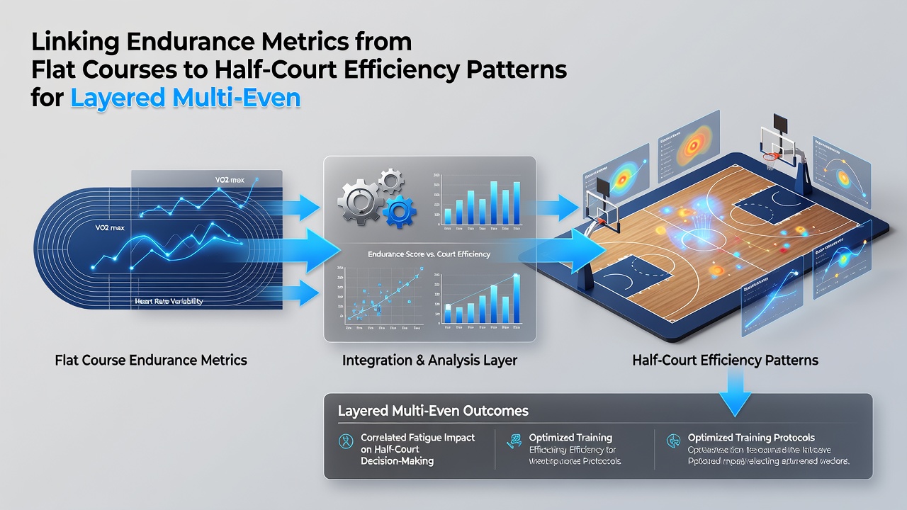 Half-court basketball efficiency patterns overlaid with flat course endurance data