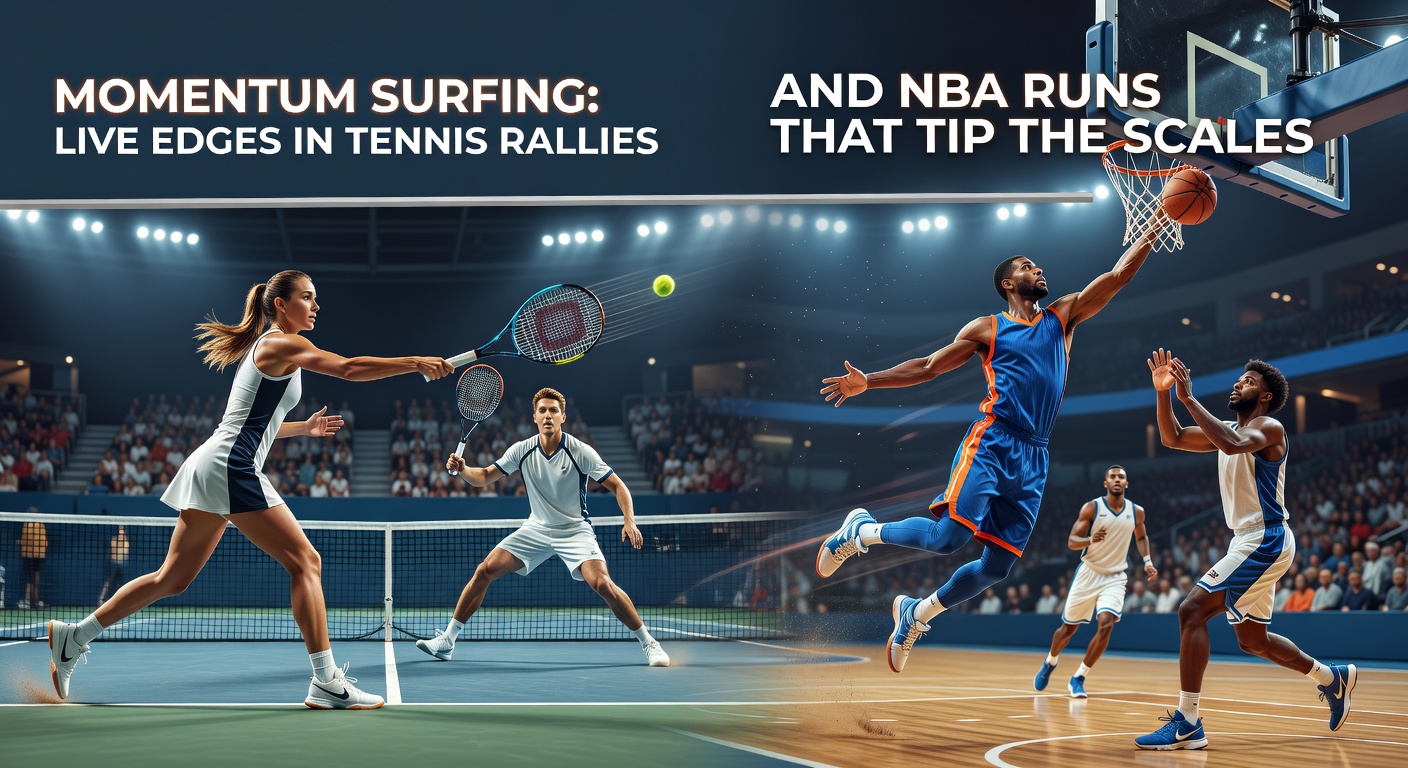 Dynamic chart illustrating momentum surges during a high-stakes tennis rally, with overlaid betting odds fluctuations