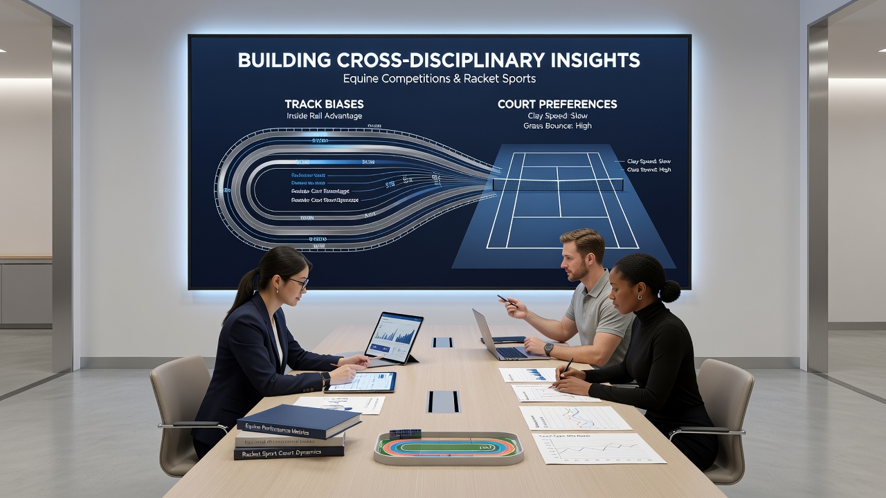 Tennis court surface comparison chart alongside horse racing sectional timing data for accumulator modeling