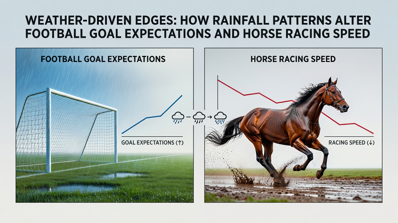 Horse racing track showing wet conditions and changed going after rainfall